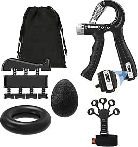 طقم تقوية قبضة اليد، مدرب تقوية اليد وقبضة اليد ، مقاومة قابلة للتعديل لتقوية ساعد اليد، موسع أصابع، ممسك يد، أداة تمارين أصابع اليد للرجال والنساء