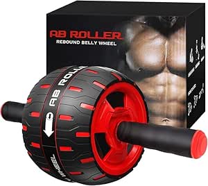 جهاز بكرة تمارين البطن بمقابض إسفنجية، بعجلات مزدوجة