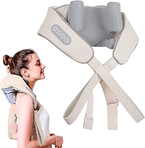 جهاز تدليك الرقبة مع الحرارة من اوفيزل - جهاز تدليك الرقبة شياتسو اللاسلكي للفخاخ، مدلك الظهر لتخفيف آلام الرقبة والفخاخ والظهر