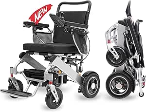 كرسي متحرك كهربائي WX15 للبالغين خفيف الوزن قابل للطي لجميع التضاريس بتصميم قوي لكبار السن وسعة وزن 20 كجم