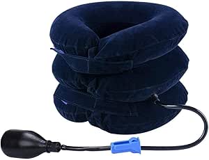 وسادة رقبة قابلة للنفخ للتخلص من الشد العنقي بطريقة فعالة وفورية الام الرقبة والرأس والكتفين تدليك القابلة مع ياقة للتعديل للاستخدام المنزلي