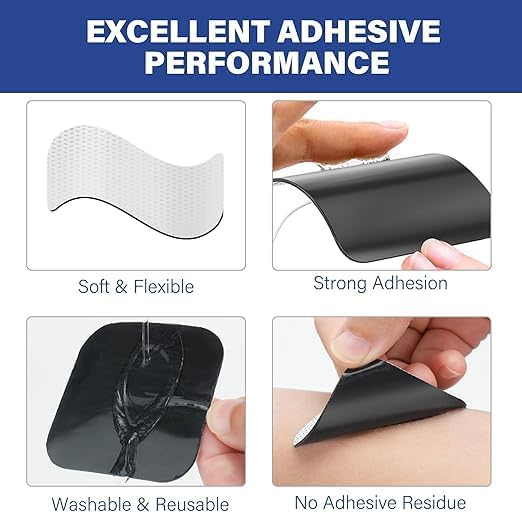 وسادات لاصقة طبية كهربائية لتحفيز العضلات، مقاس 4x4، وسادات تحفيز عصبي لاسلكية، مجموعة من 4 قطع، لون أبيض