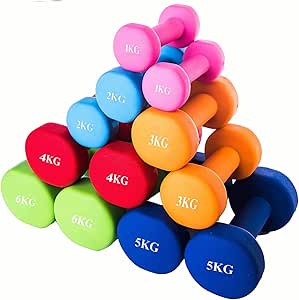 A set of dumbbell weights for muscle training and diet enhancement with a smooth coating, available in weights from 4.6 - 2 kg from Moger (2 pieces -