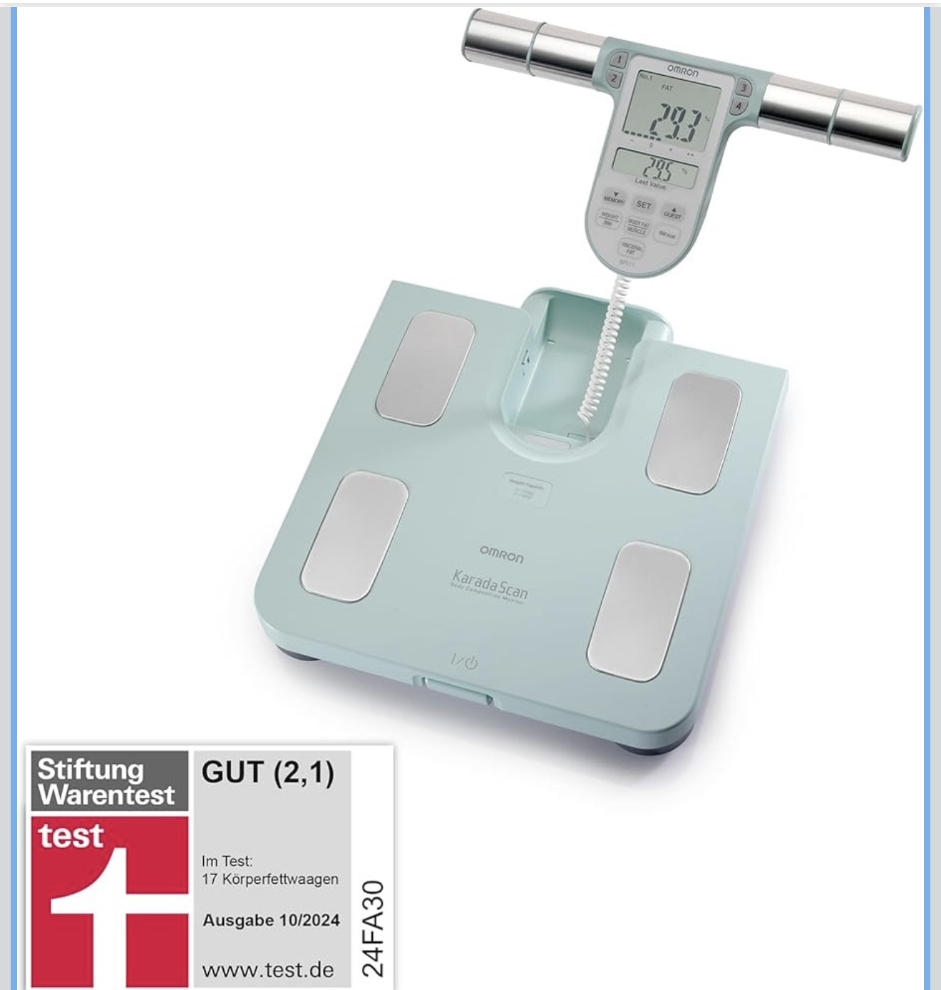OMRON BF511 Clinically Validated Full Body Composition Monitor with 8 high-precision sensors for hand-to-foot measurement