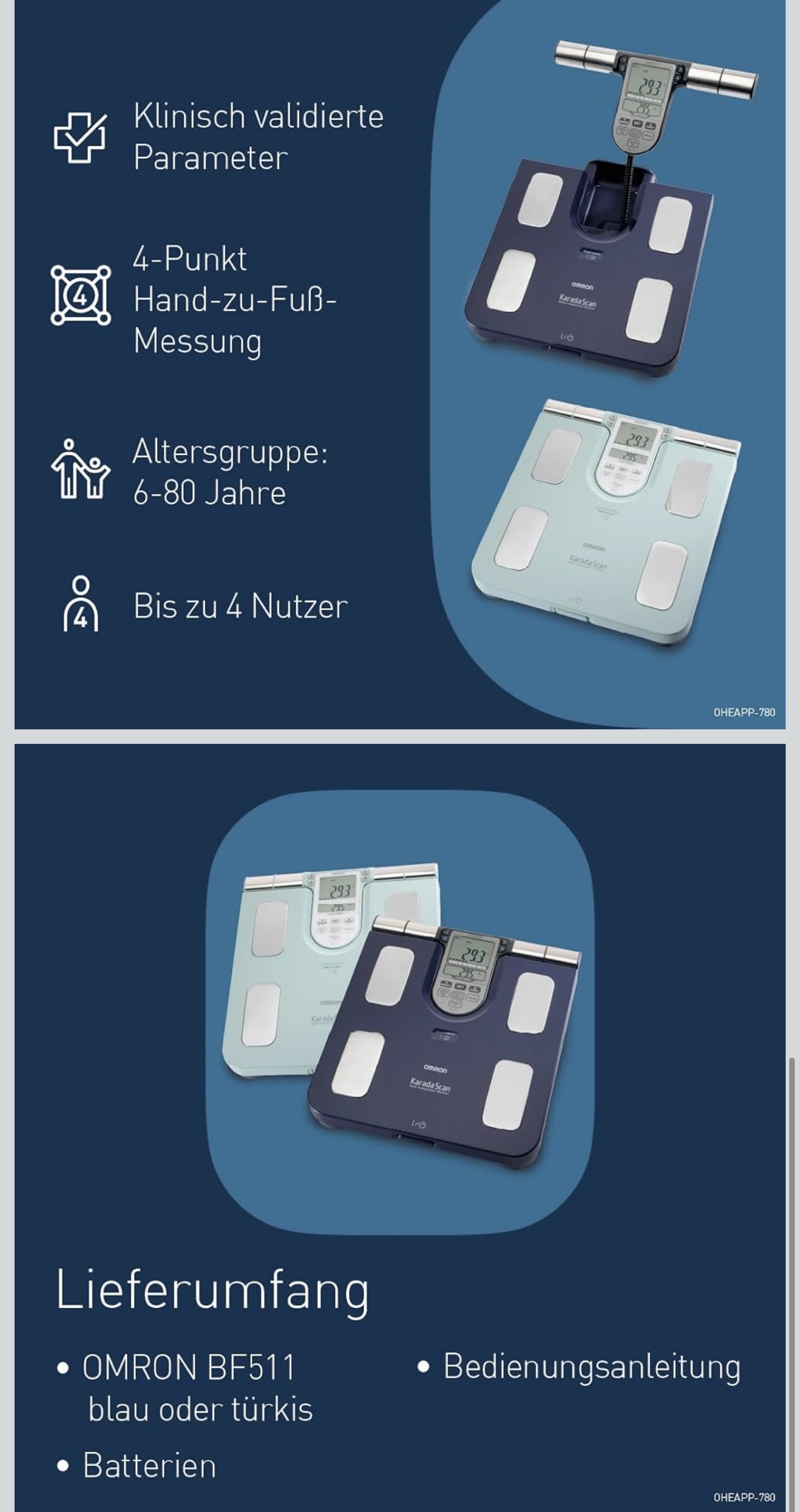 OMRON BF511 Clinically Validated Full Body Composition Monitor with 8 high-precision sensors for hand-to-foot measurement