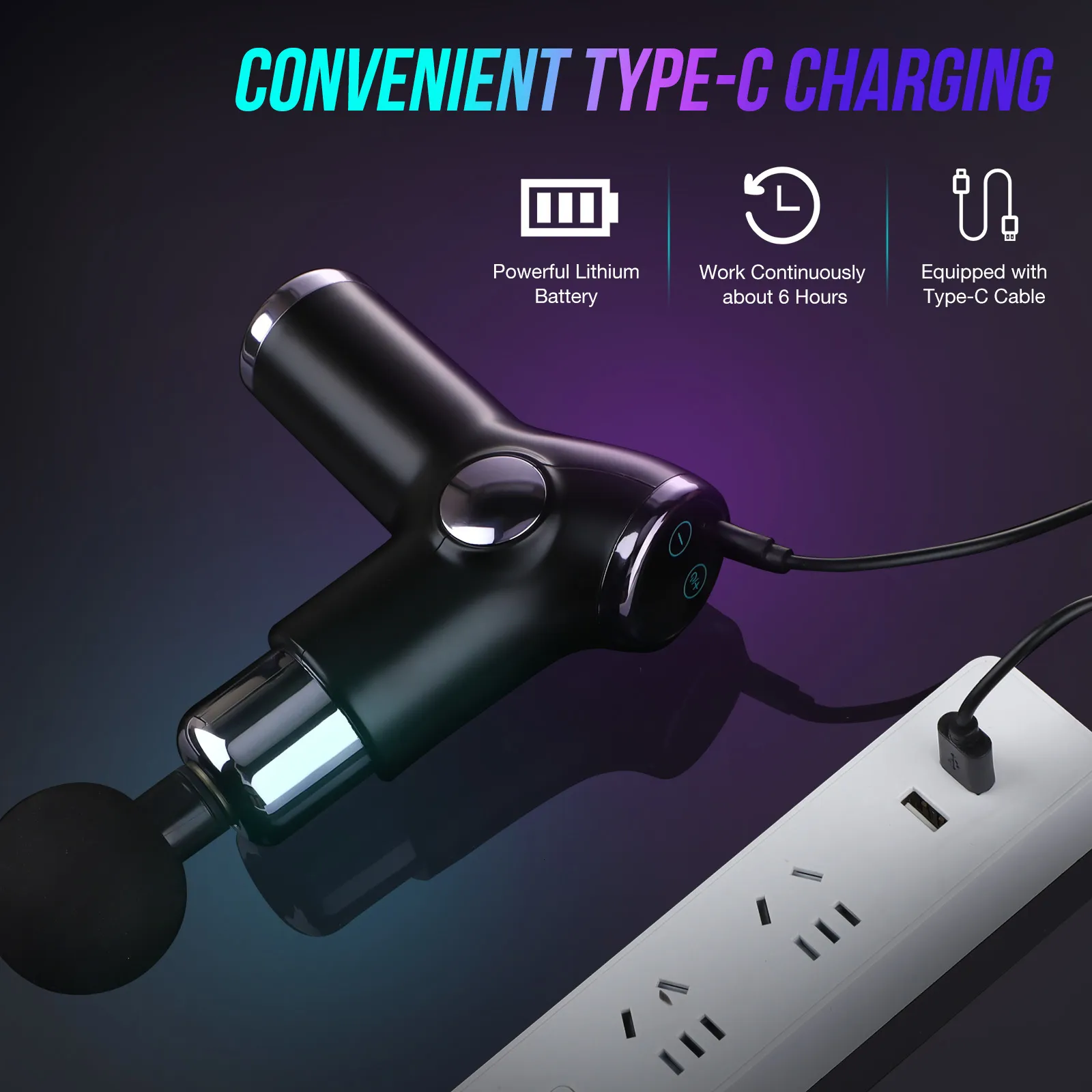 Tunitaigi Mini Handheld Pain Relief Massager with LED Touch Screen, 32 Speed ​​Levels (Black)