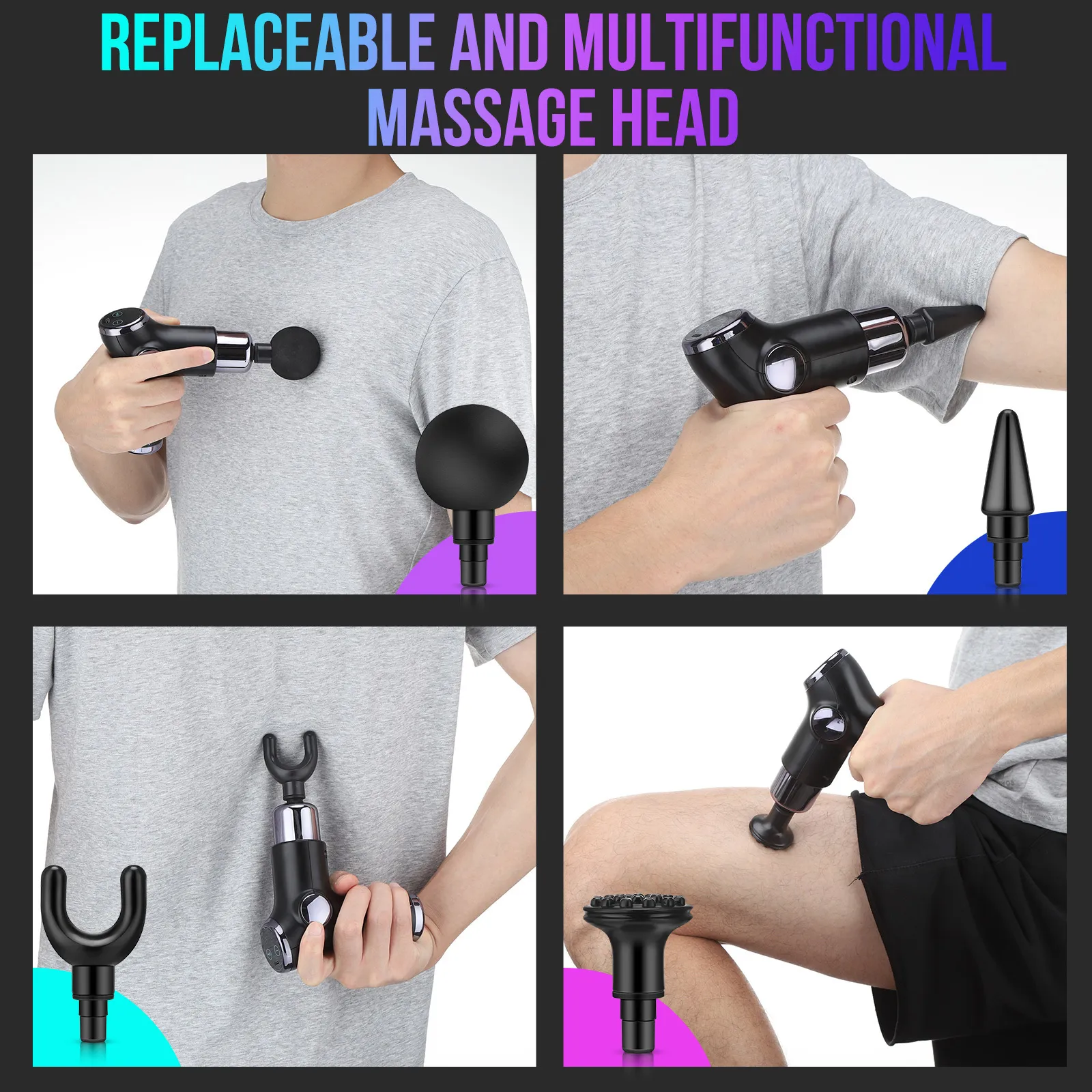 Tunitaigi Mini Handheld Pain Relief Massager with LED Touch Screen, 32 Speed ​​Levels (Black)